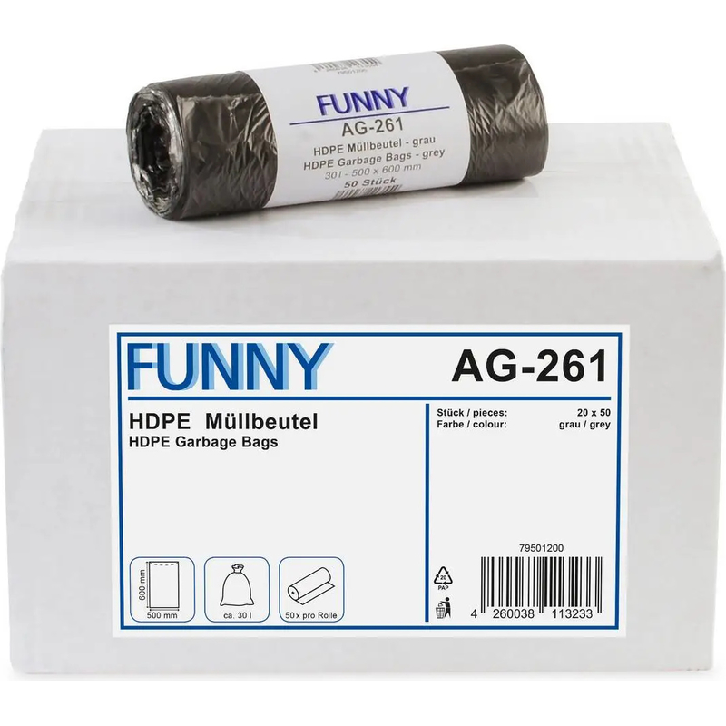 HDPE Müllbeutel, grau