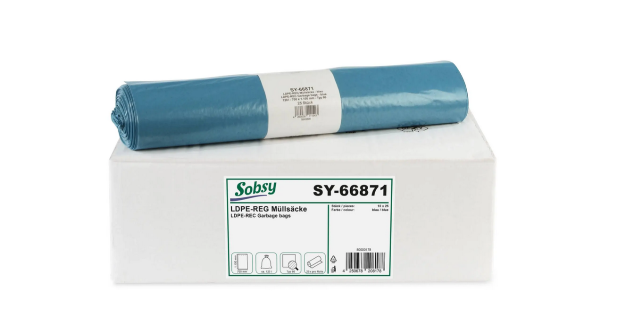 LDPE-Regenerat Müllsäcke, blau