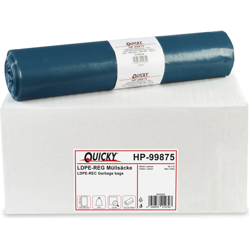 LDPE-Regenerat Müllsäcke, blau