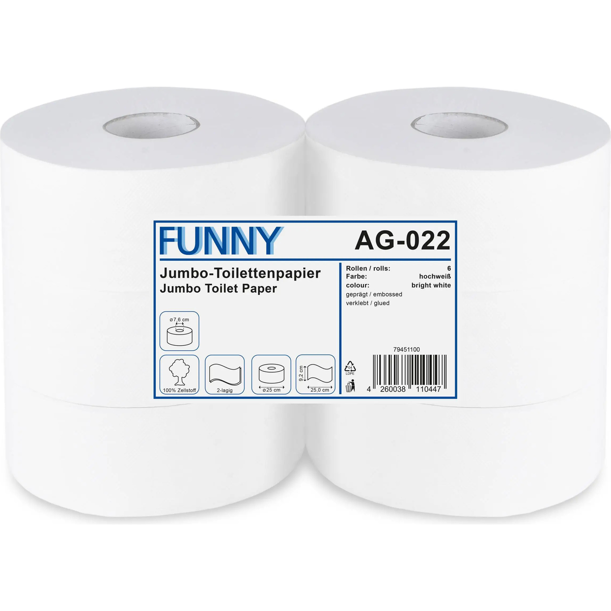 Jumbo-Toilettenpapier 2-lagig